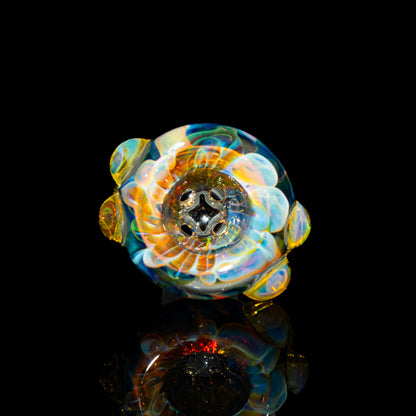 Sarah Marblesbee - Yellow Dotted Fumed Four Hole 18mm Slide