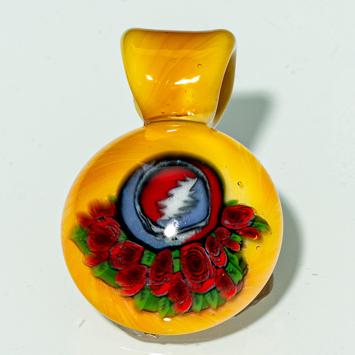 Strobel Glass - Caramel Stealie & Roses Pendant