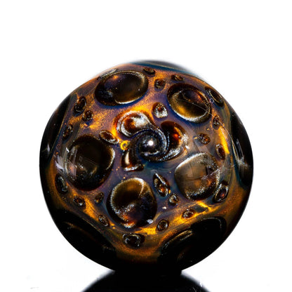 Bronze glass marble with dragon scale pattern, intricate heady art glass sphere