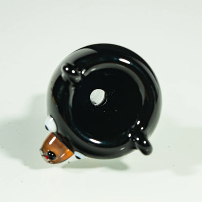 Hand-blown glass slide shaped like a black bear, 14mm bowl for water pipe