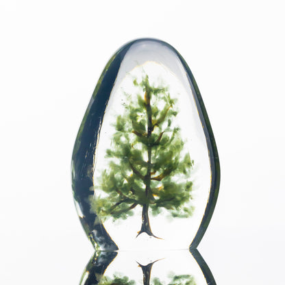 Woodlander Glass - Tall Green Tree Paperweight