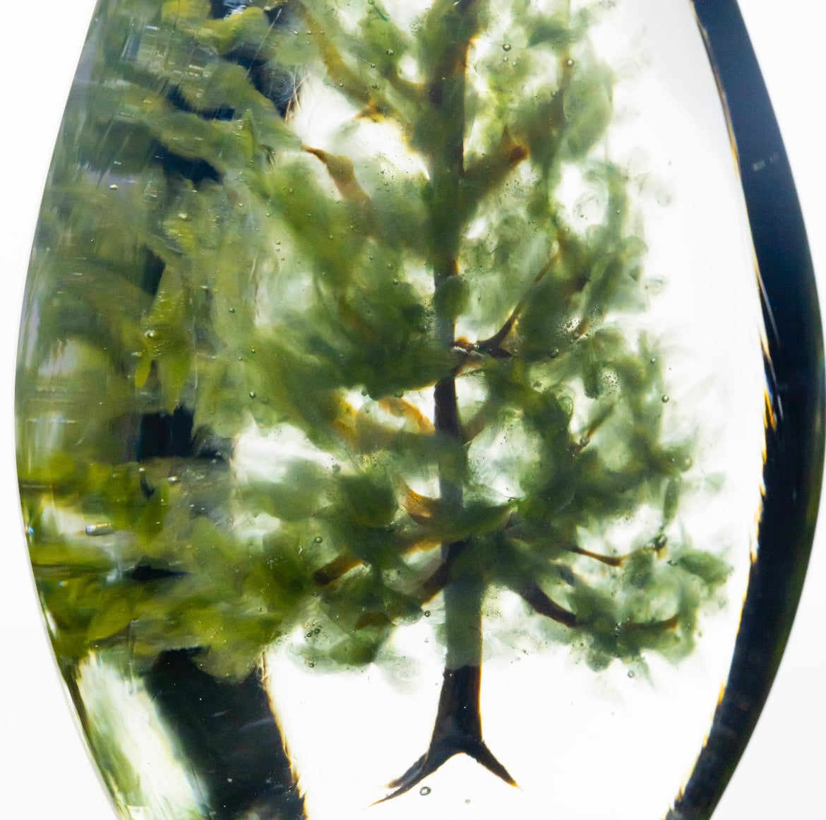 Woodlander Glass - Tall Green Tree Paperweight