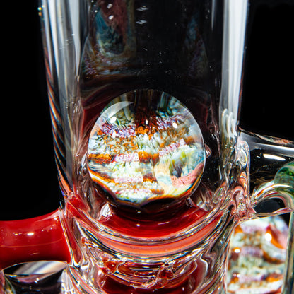 Heady glass water pipe with colorful marble accent and red glass details