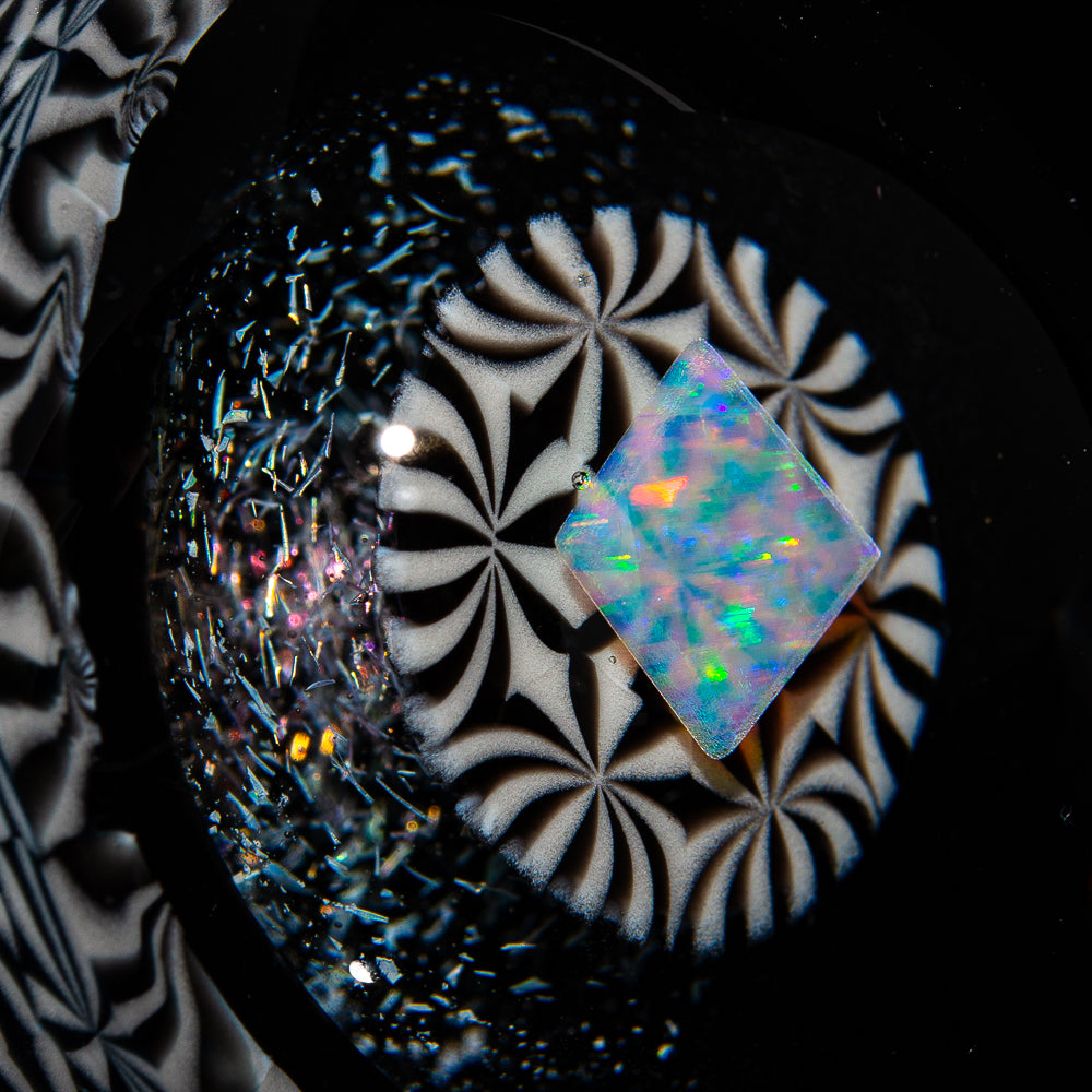 Ponder The Orb: Disk - Black & White Murrini Mosaic Opal Marble