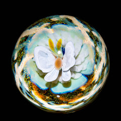 Fetchko Glass - White Butterfly Dichro Flower Marble