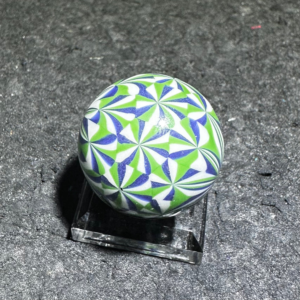 Disco - Mármol con tapa de mosaico Murrini verde, blanco y azul marino