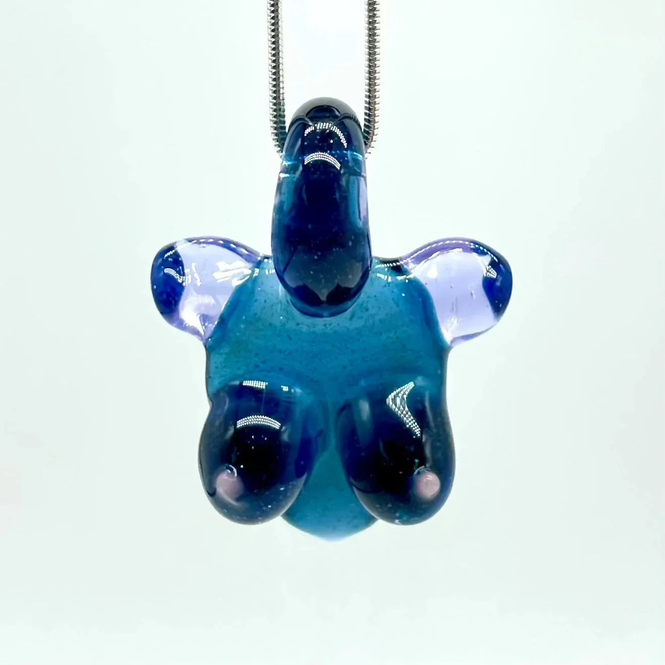 Include 1.9mm chain 🙏 Glass By Ariel - Lucid and Heavy Blue Bust Pendant