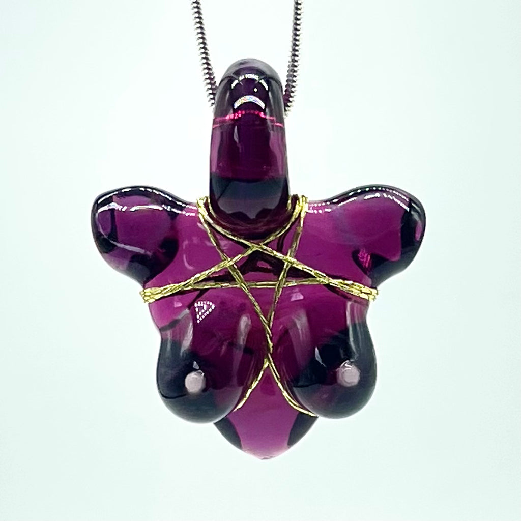 Glass By Ariel - Gold Purple Bust Pendant