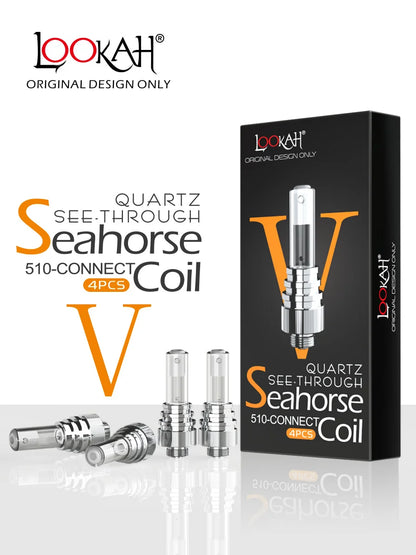 Lookah - Seahorse V-See-Through Quartz Coil 4 Pack