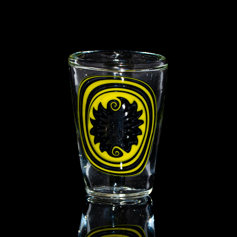 Drinking Vessels: Natey Love - Yellow Linework Shot Glass