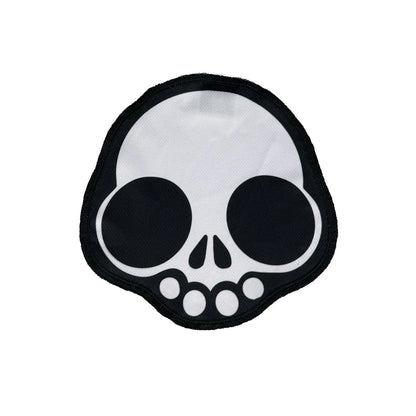 Black and white skull design fabric patch on white background