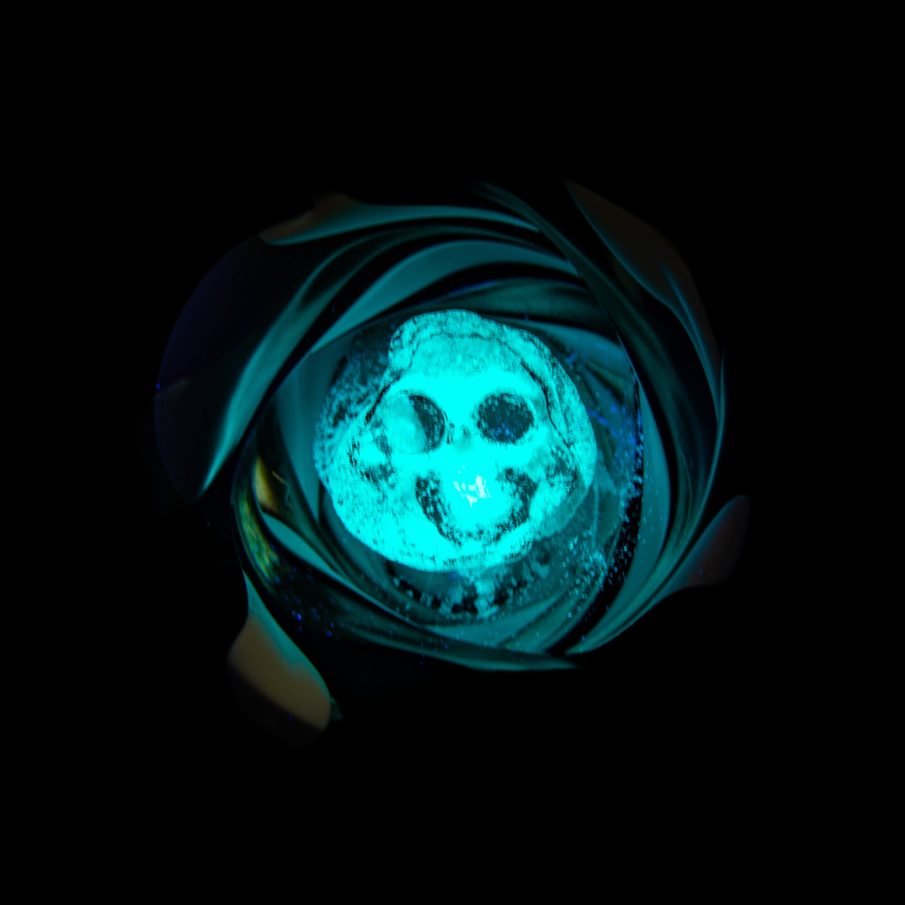 Sqwishy Glass - Glow In The Dark Skull 54MM Marble