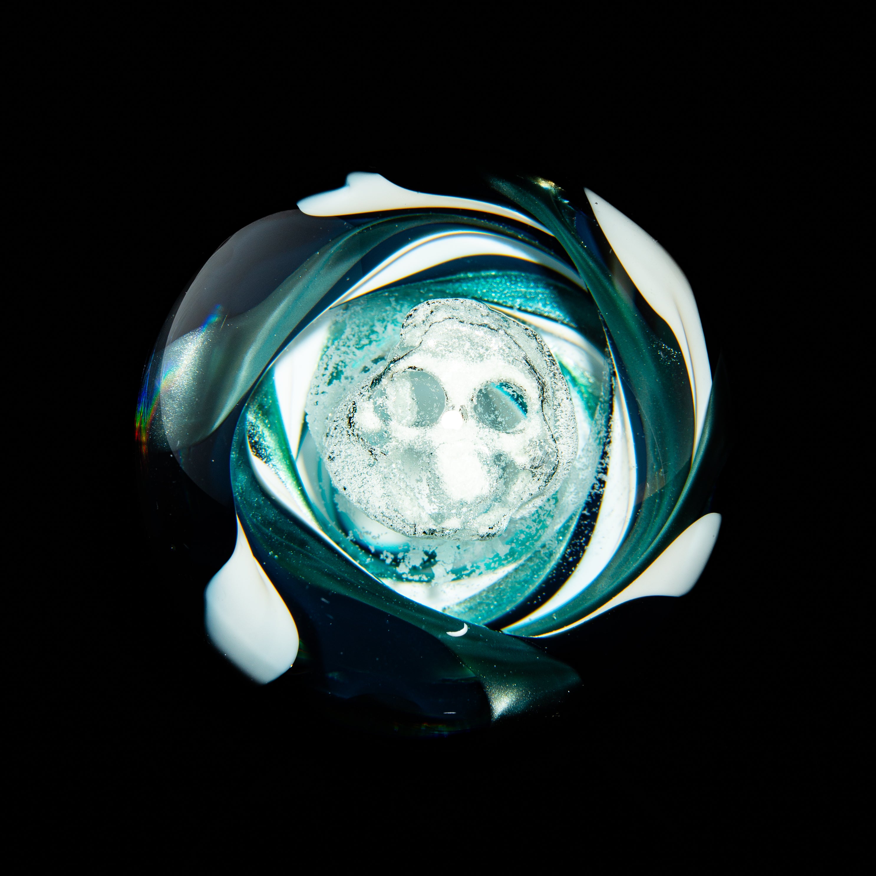 Sqwishy Glass - Glow In The Dark Skull 54MM Marble