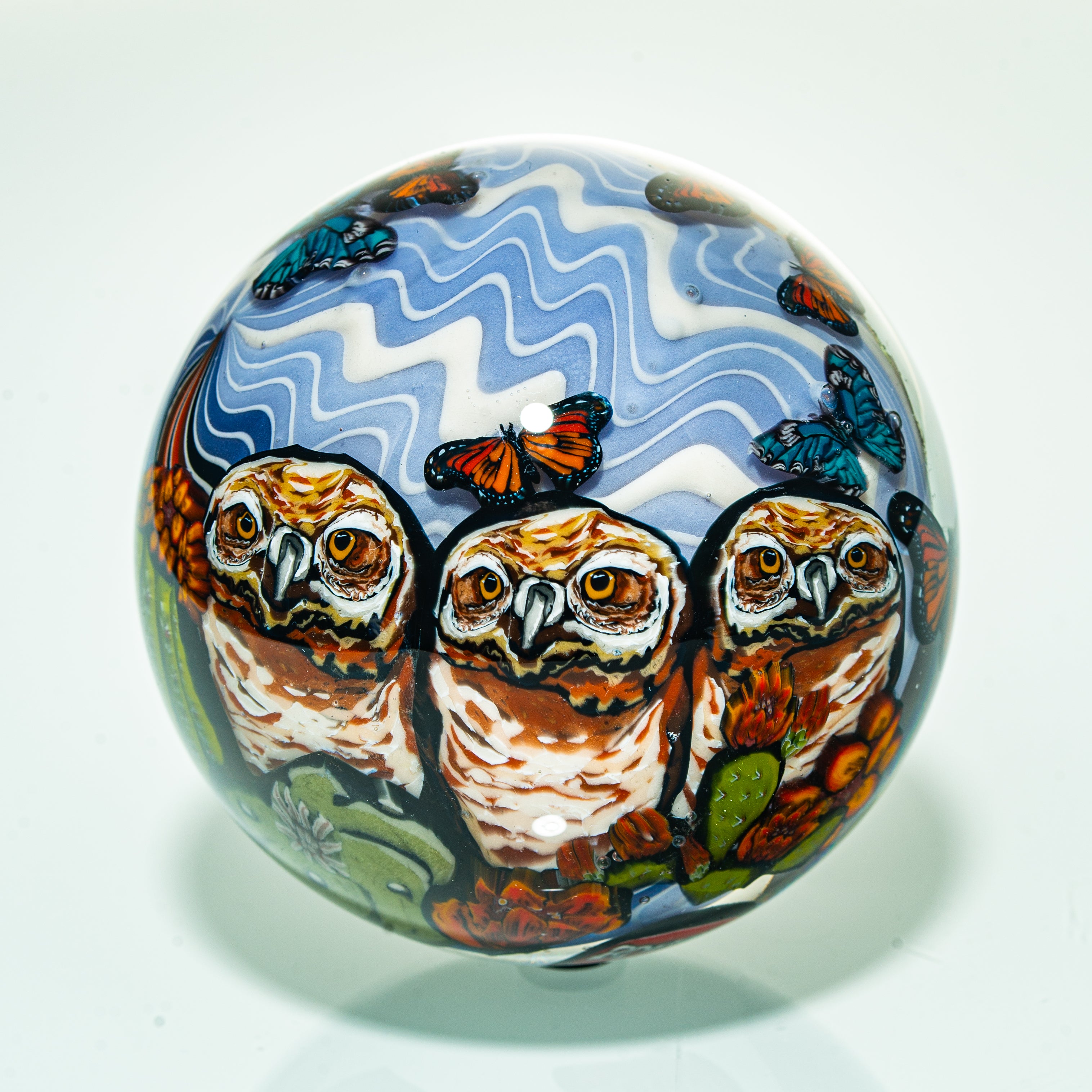 Stephen Boheme - Owl Family 67MM Marble