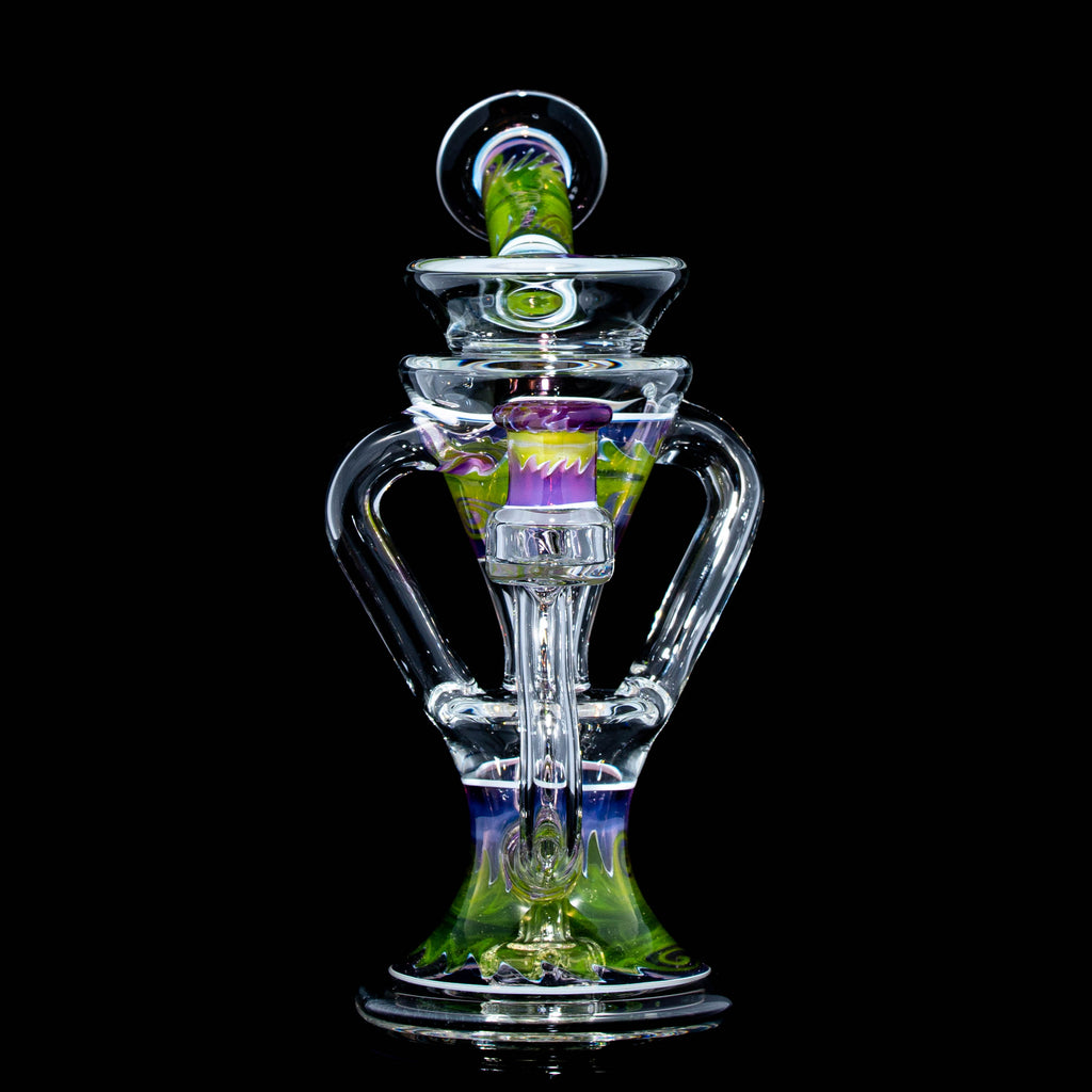 Birdshot Glass - Transperant Green and Purple Wig Wag Tornado