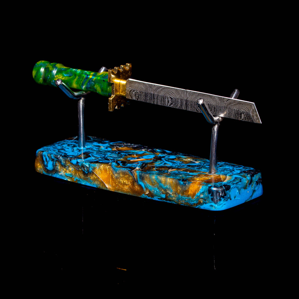 Bladesmith Knife Dabber - Blue & Gold Marble Dabber Stand