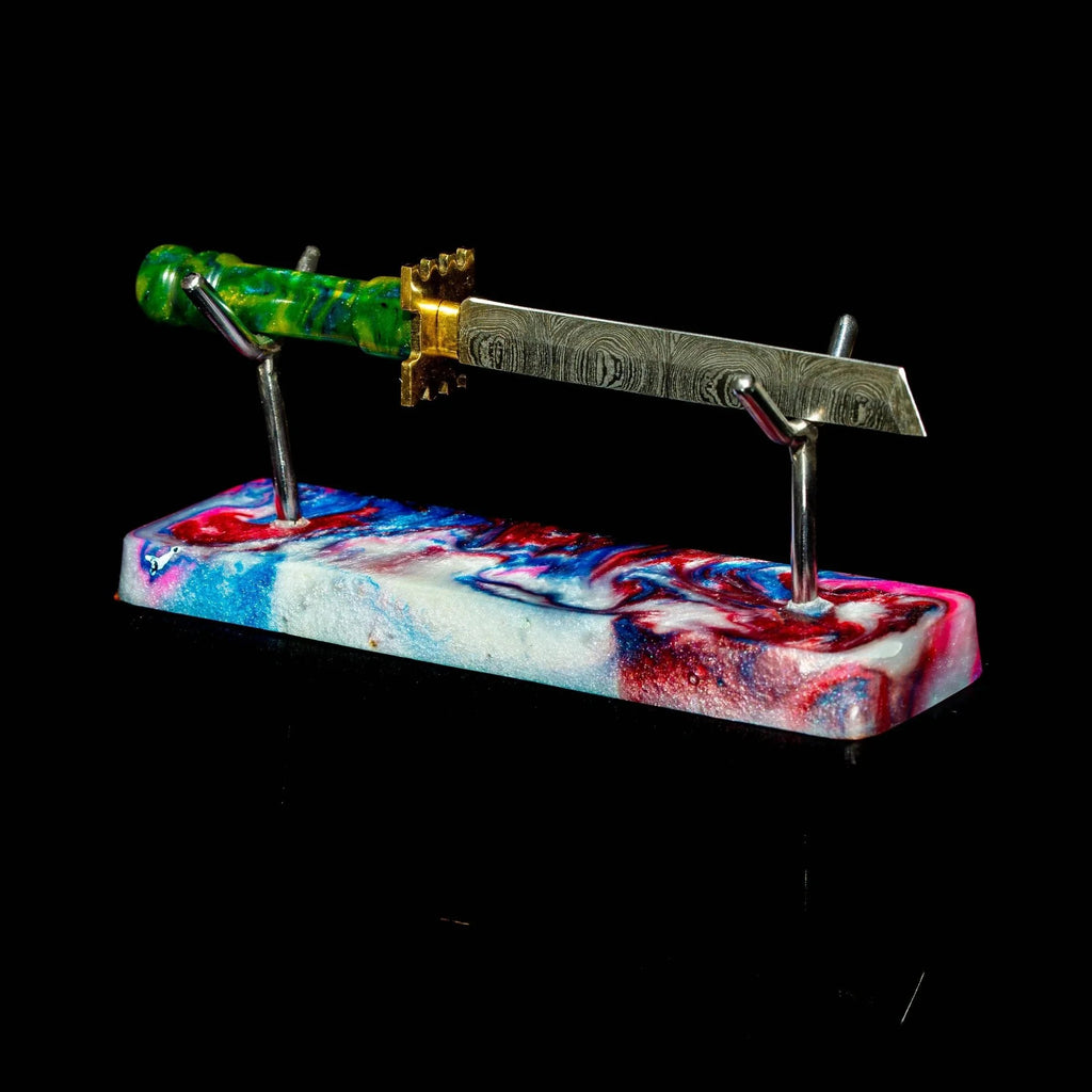 Bladesmith Knife Dabber - Red, Blue & Opal Marble Dabber Stand