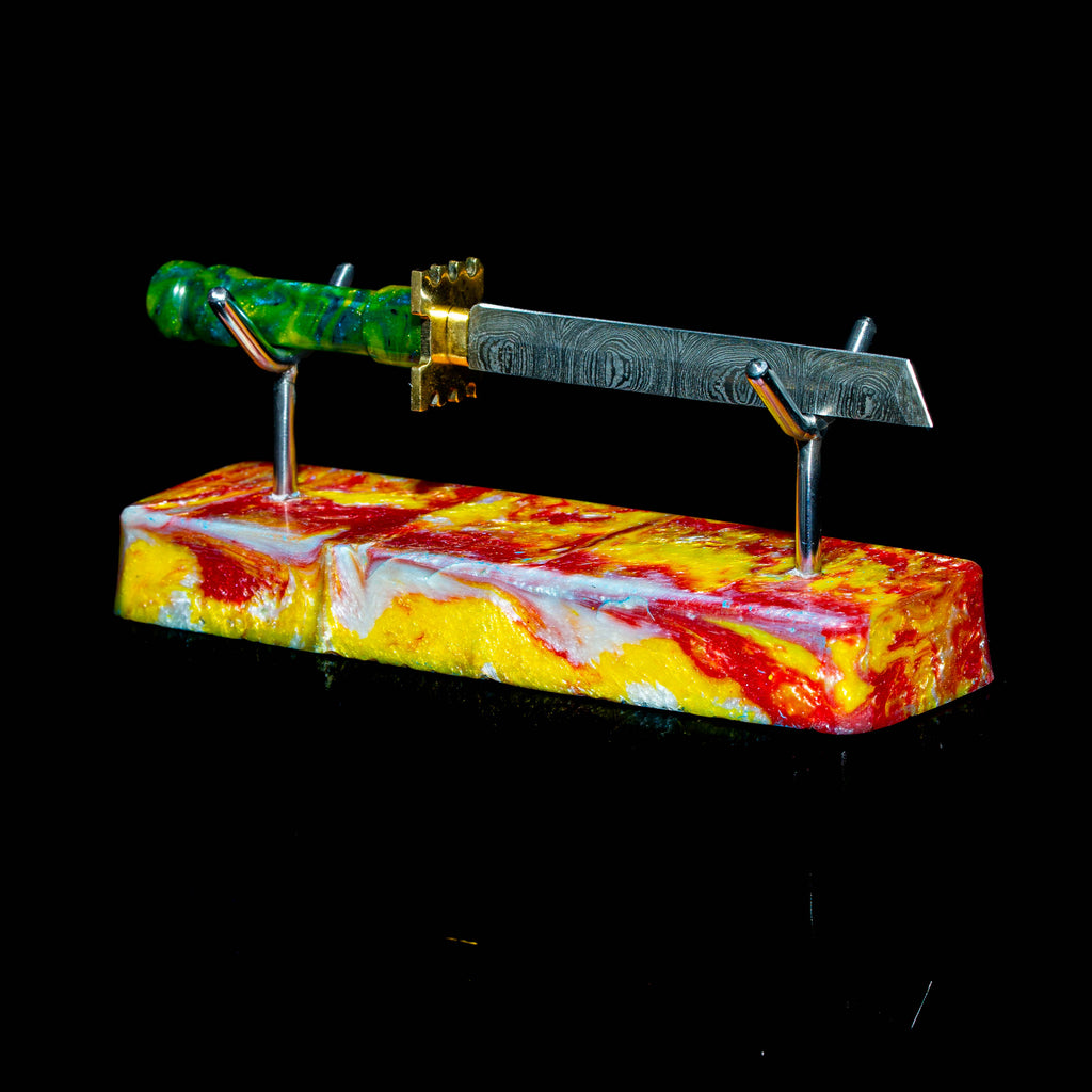 Bladesmith Knife Dabber - Red & Yellow Marble Dabber Stand