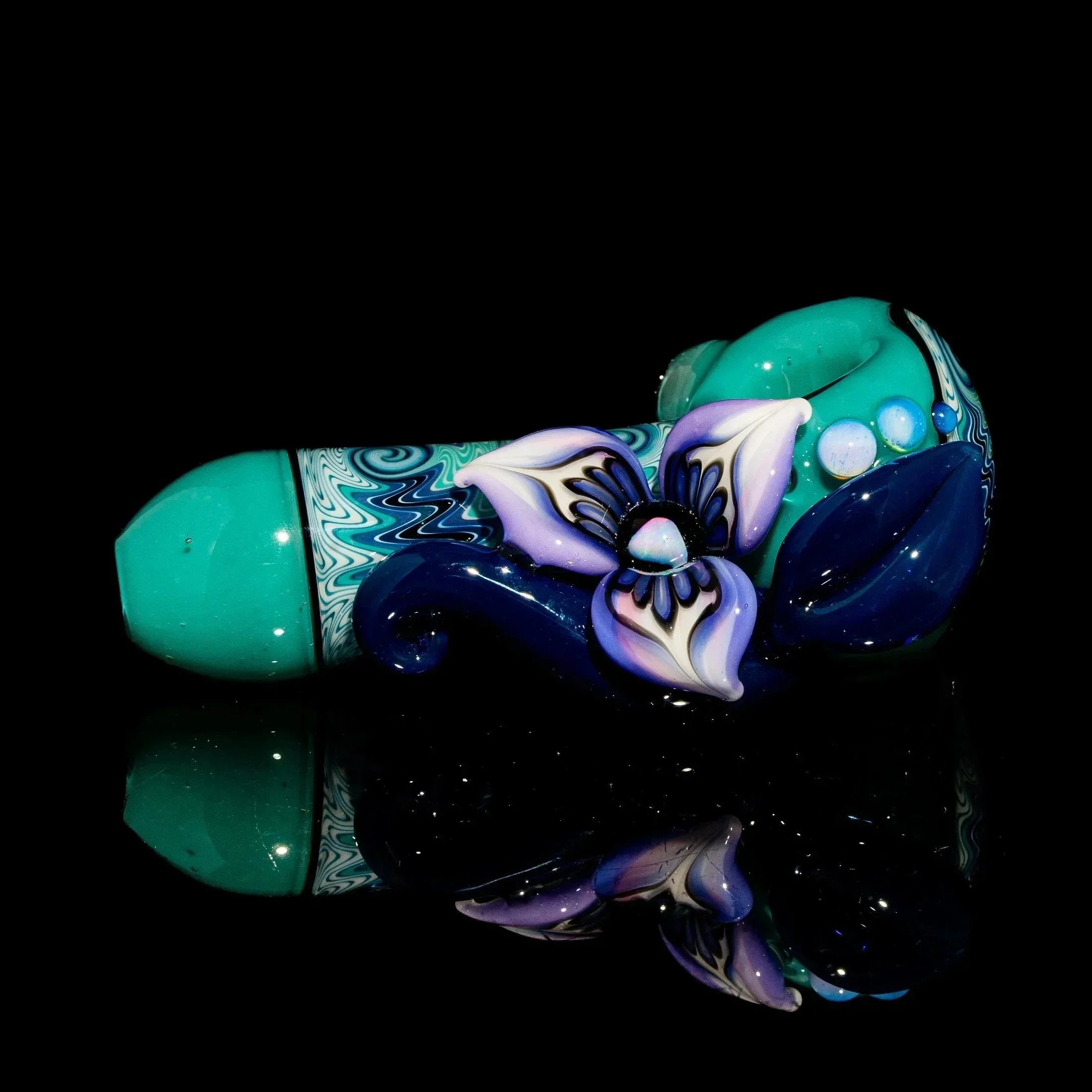 Blossom Glass - Aqua Linework Flower Spoon