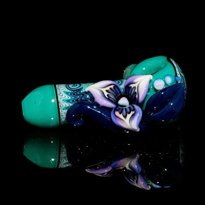 Blossom Glass - Aqua Linework Flower Spoon