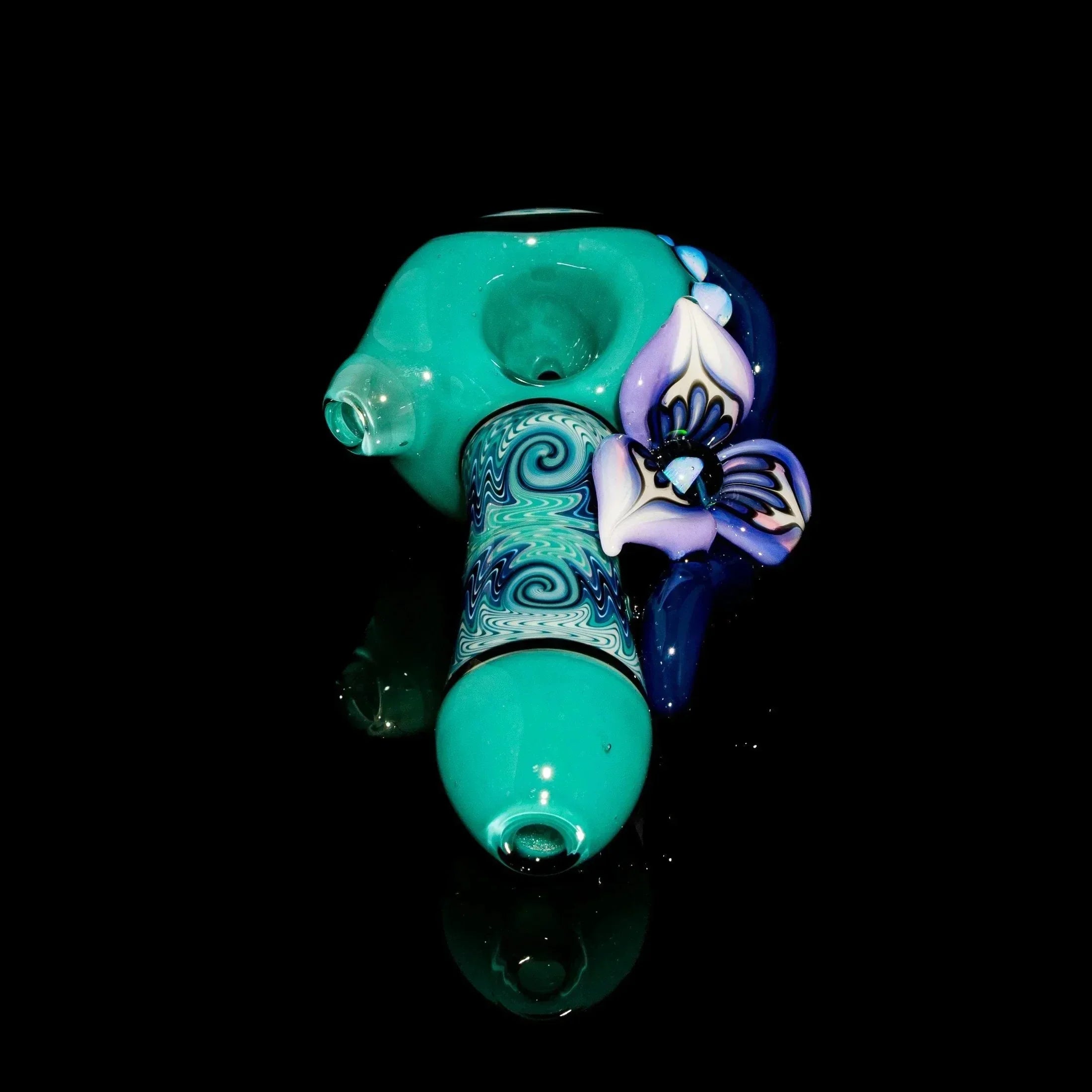 Blossom Glass - Aqua Linework Flower Spoon