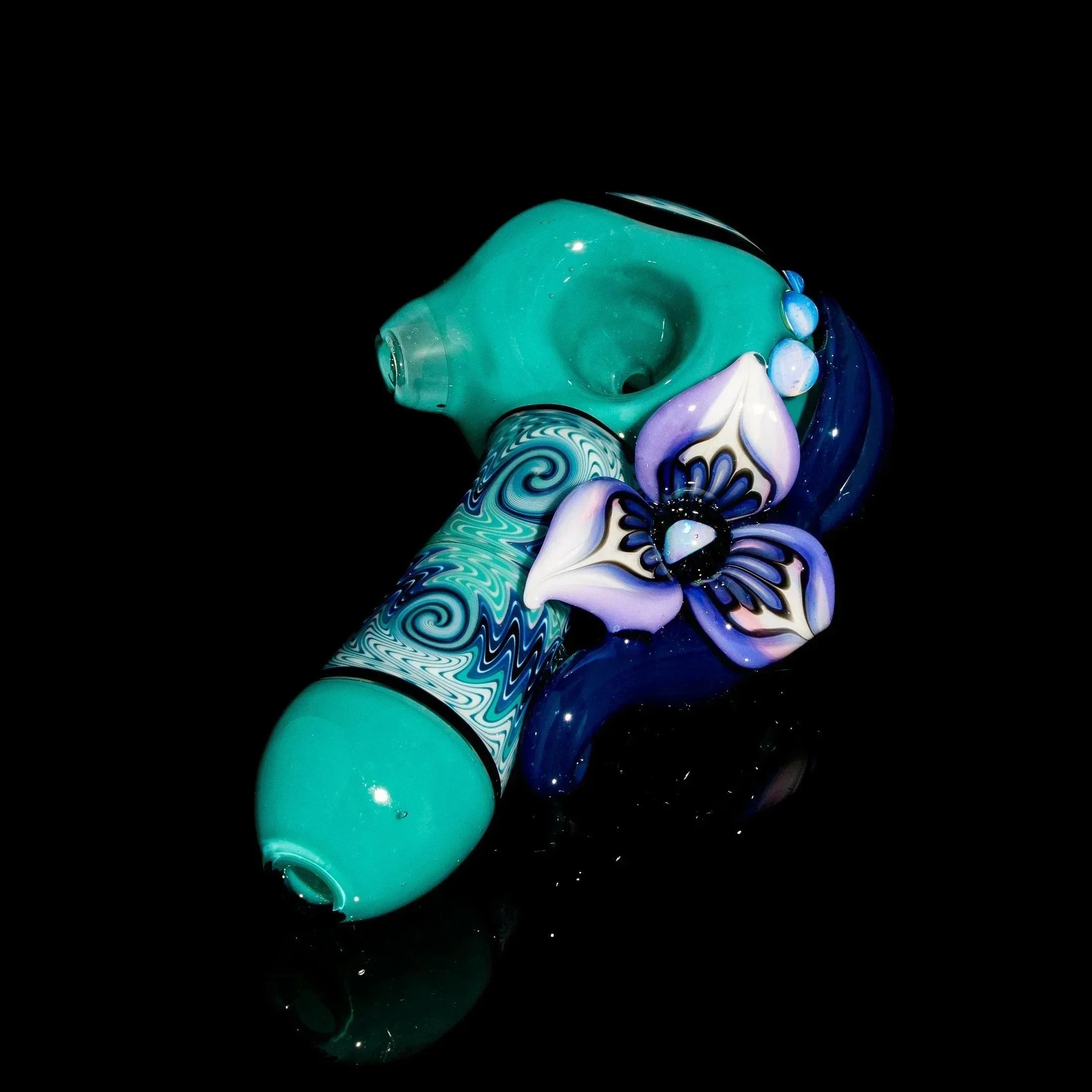 Blossom Glass - Aqua Linework Flower Spoon