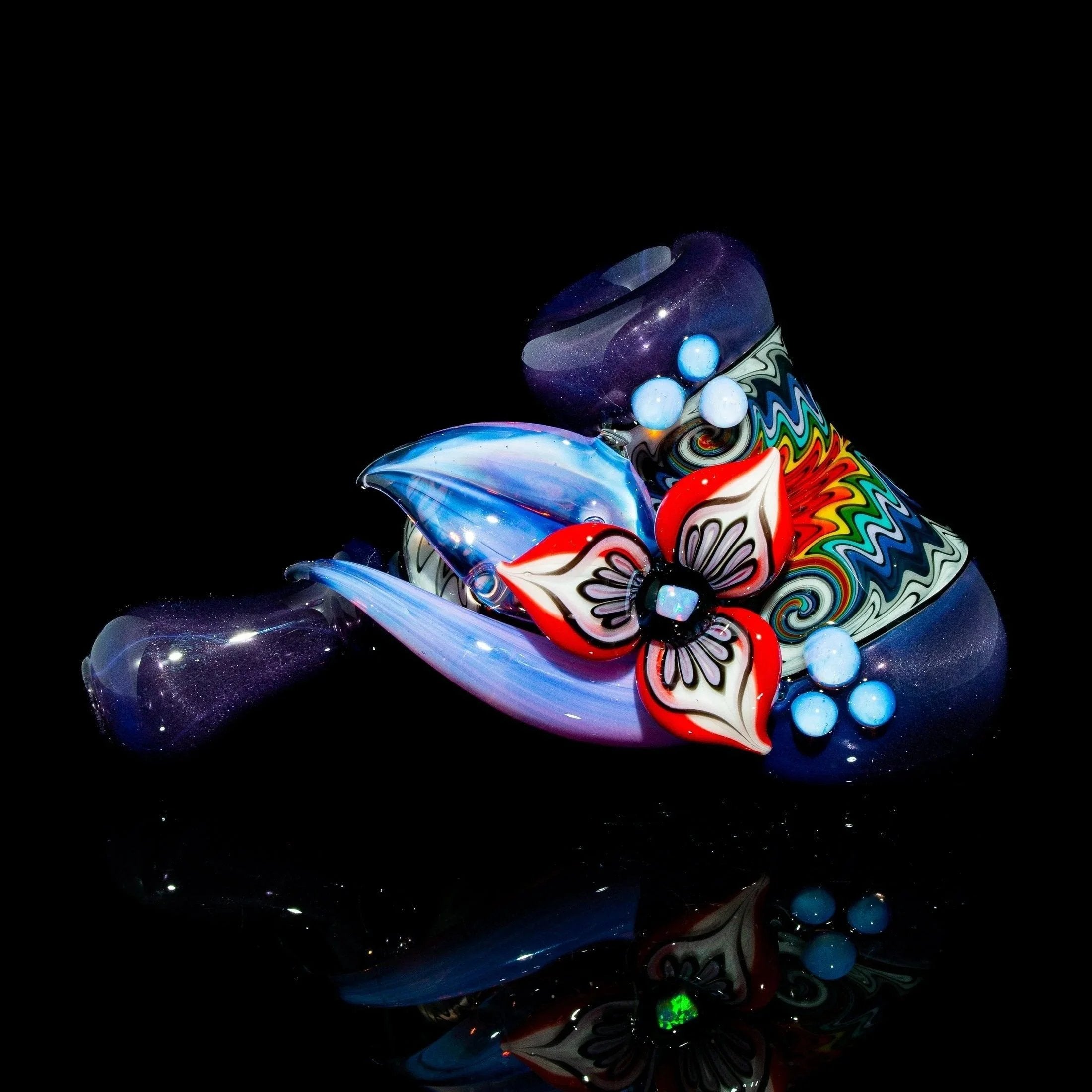 Blossom Glass - Purple Linework Flower Hammer