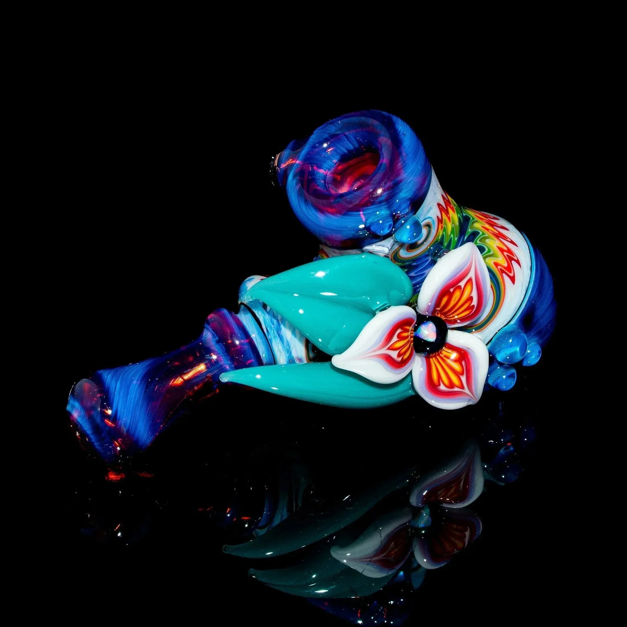 Blossom Glass - Rainbow Linework Flower Hammer