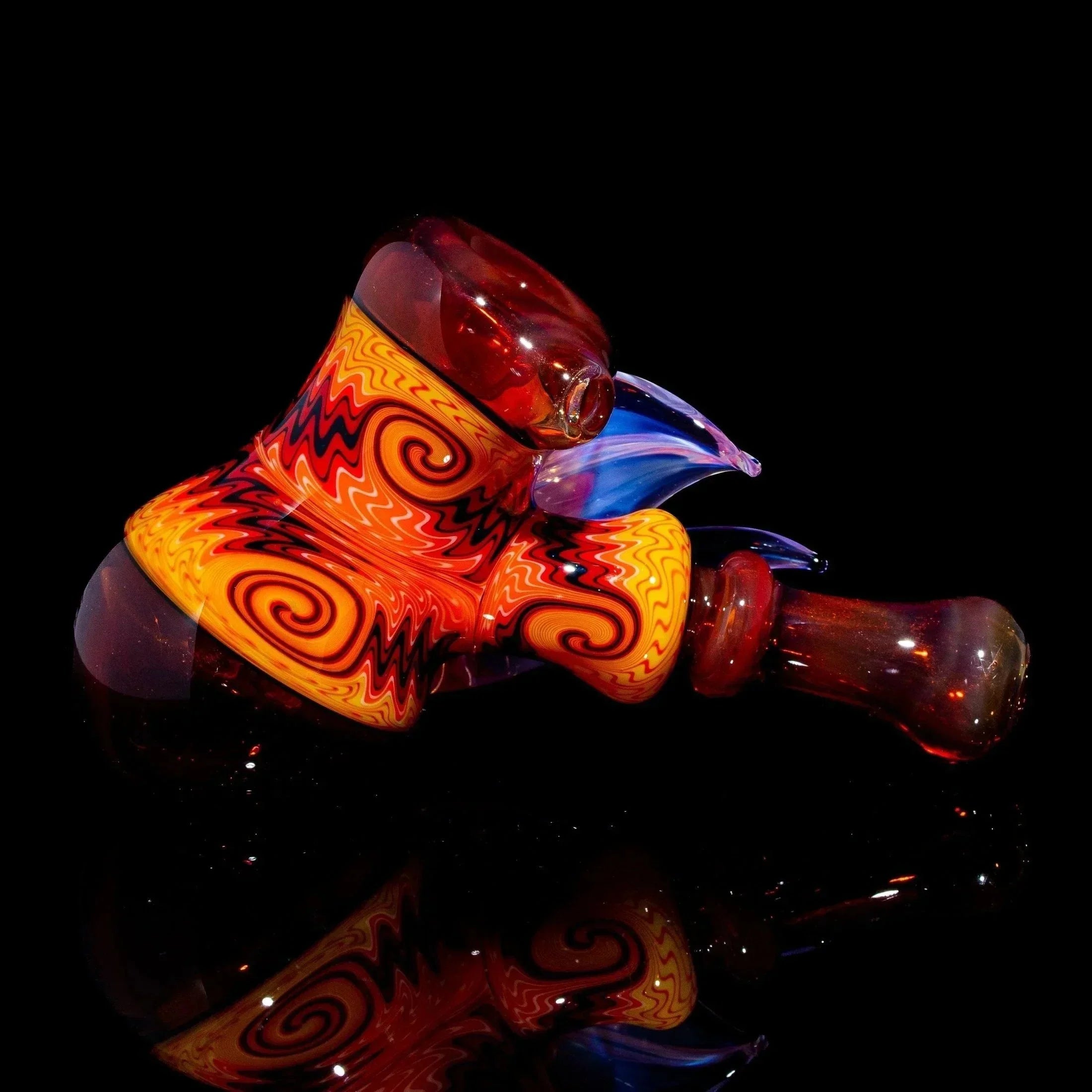 Blossom Glass - Red Linework Flower Hammer