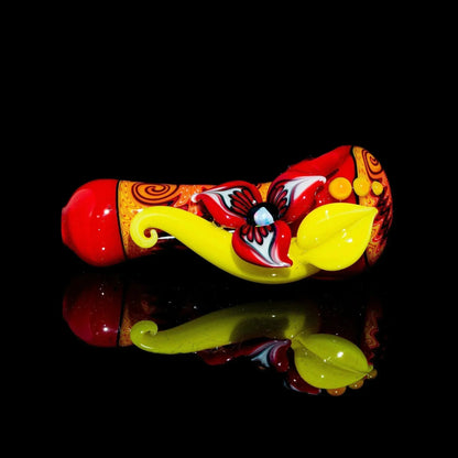 Blossom Glass - Red Linework Flower Spoon