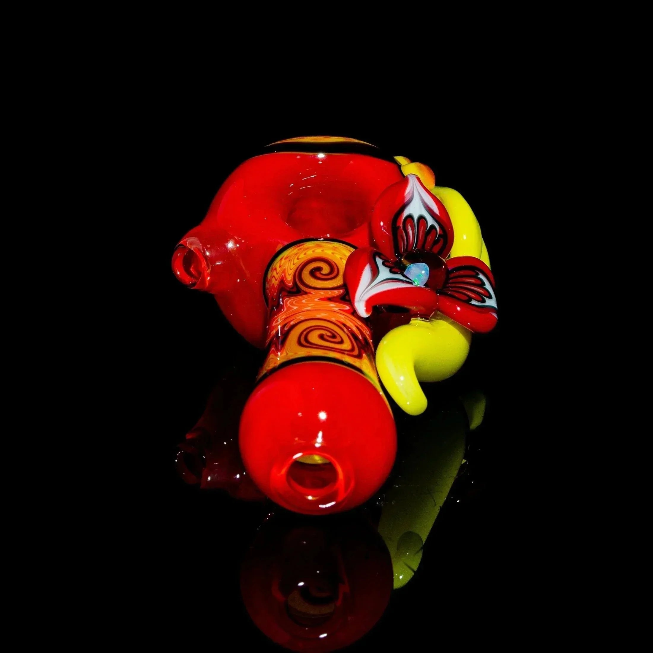 Blossom Glass - Red Linework Flower Spoon