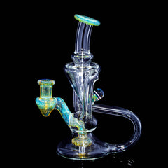 Boogie Glass - Experimental Green / Crushed Opal Accented Mini Recycler