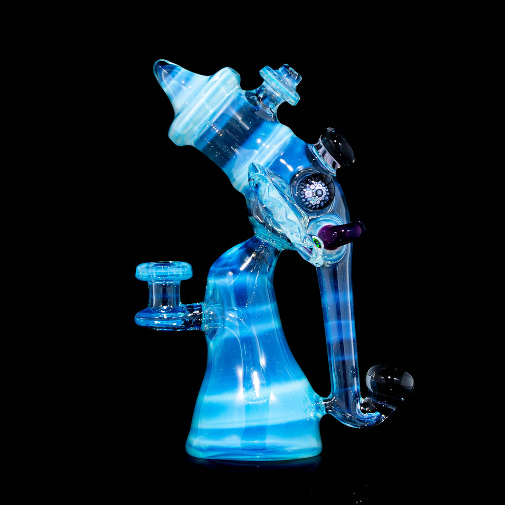Creep Glass - Hydro Blue Faceted Ganesh Recycler