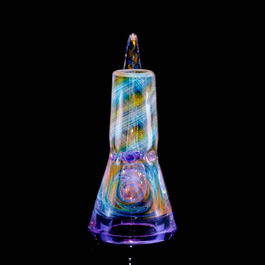 DJack Glass - Purple Rain & Ghost 14mm Worked 4 Hole Slide