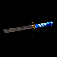 Bladesmith Knife Dabber - Blue & White Damascus Katana