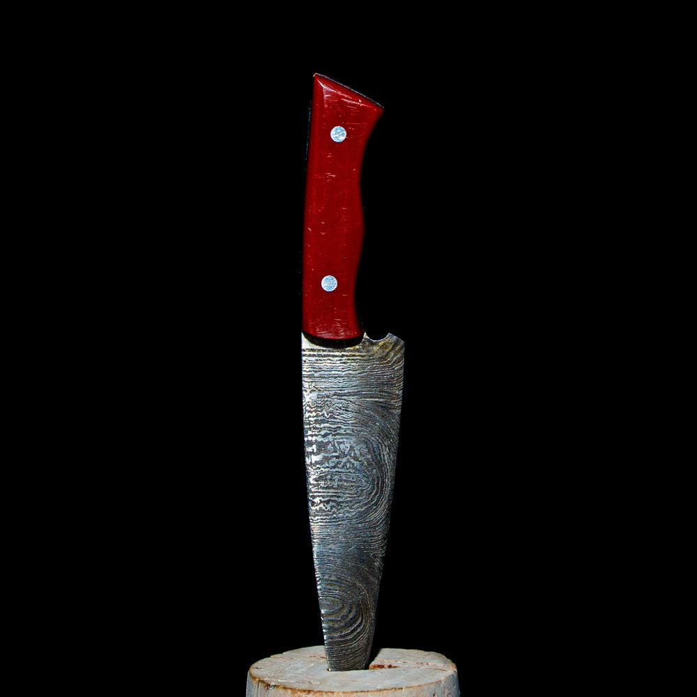 Bladesmith Knife Dabber - Burgundy Damascus Carving