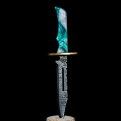 Bladesmith Knife Dabber - Green & White Damascus Bowie