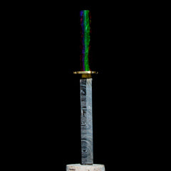 Cuchillo Bladesmith Dabber - Katana Damasco Púrpura y Verde