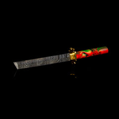 Bladesmith Knife Dabber - Red & Green Damascus Katana