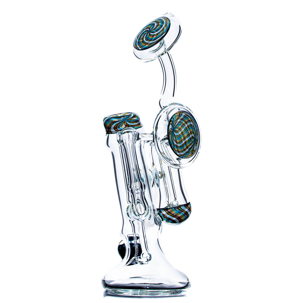 Dew Glass Designs - Green & White Retticello Snorkel Bubbler
