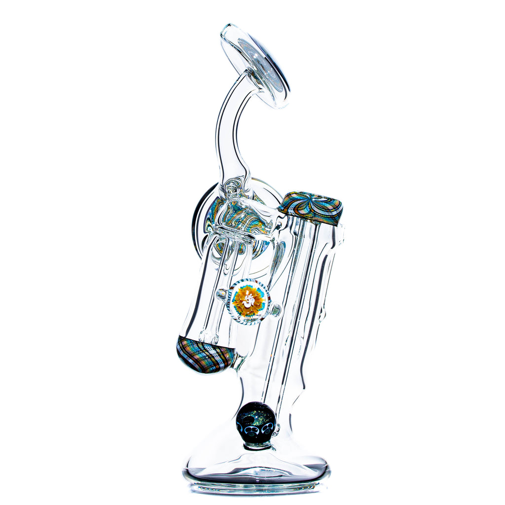 Dew Glass Designs - Burbujeador de snorkel Retticello verde y blanco