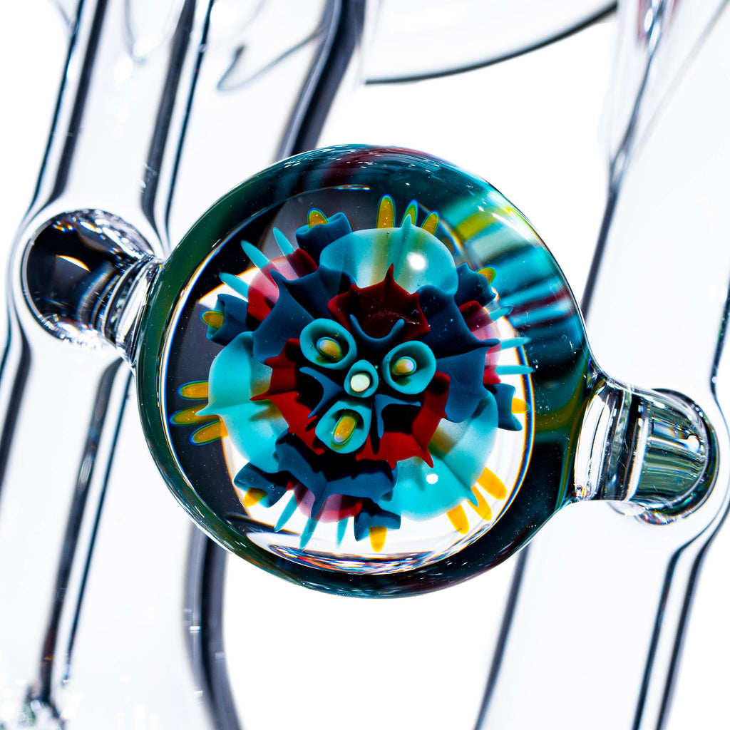 Dew Glass Designs - Burbujeador de snorkel Retticello naranja y azul