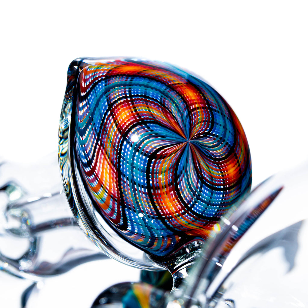 Dew Glass Designs - Orange & Blue Retticello Snorkel Bubbler