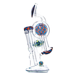 Dew Glass Designs - Burbujeador de snorkel Retticello naranja y azul