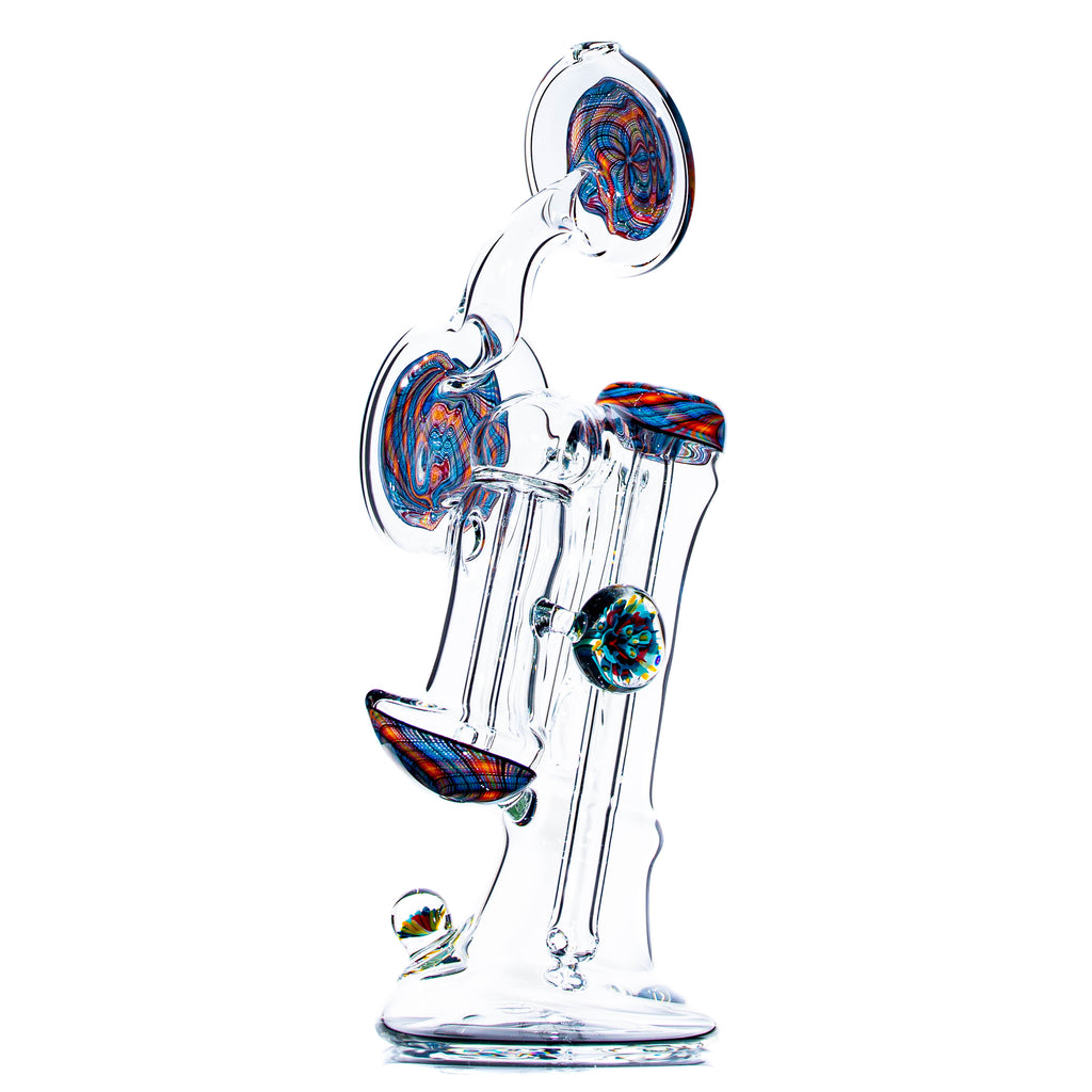 Dew Glass Designs - Orange & Blue Retticello Snorkel Bubbler