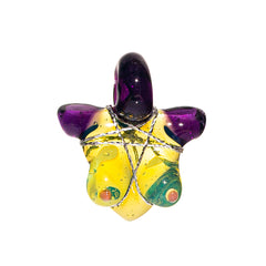 Glass By Ariel -  Milky Yoshi & Gold Purple Bust Pendant #2