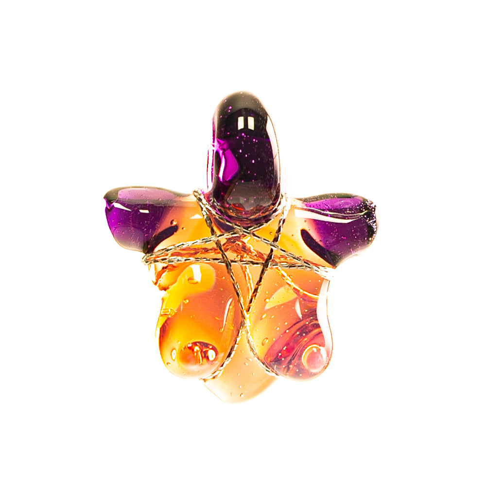 Glass By Ariel -  Milky Yoshi & Gold Purple Bust Pendant #2
