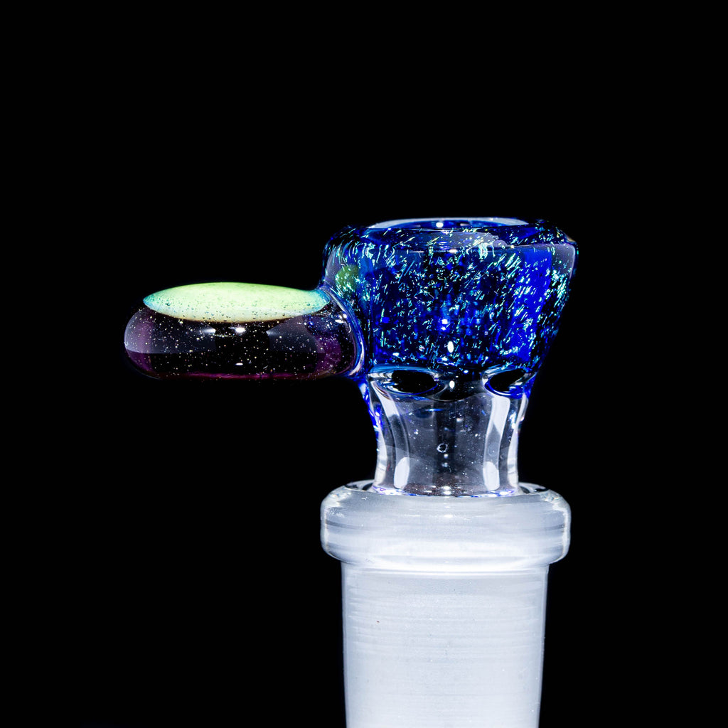 Glass By Santi - Slyme & Purple Paddle Dichro 14mm Slide