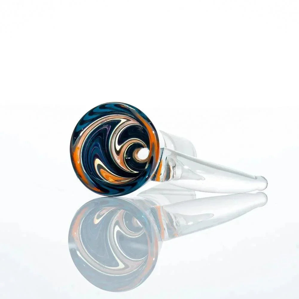 Glass Distractions - 14mm Black, Blue & Orange Wig Wag Flare Slide