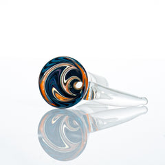 Glass Distractions - 14mm Black, Blue & Orange Wig Wag Flare Slide